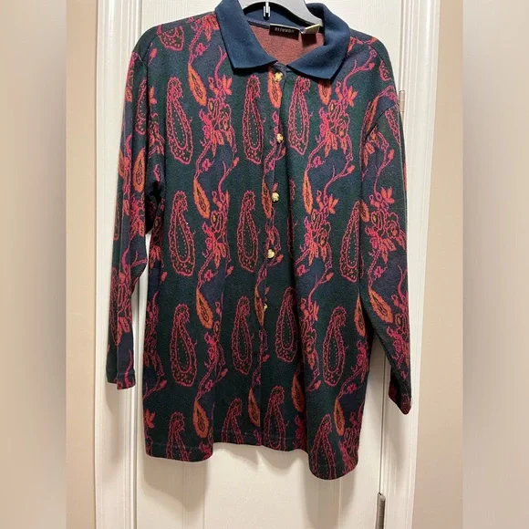 Vintage 80s- 90s black and print long sleeve blouse size medium - Picture 7 of 9